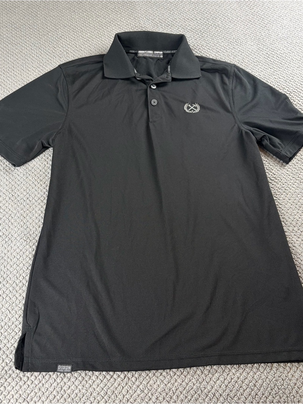 DIXXON Black Men's Polo with Subtle Embroidered Crest medium